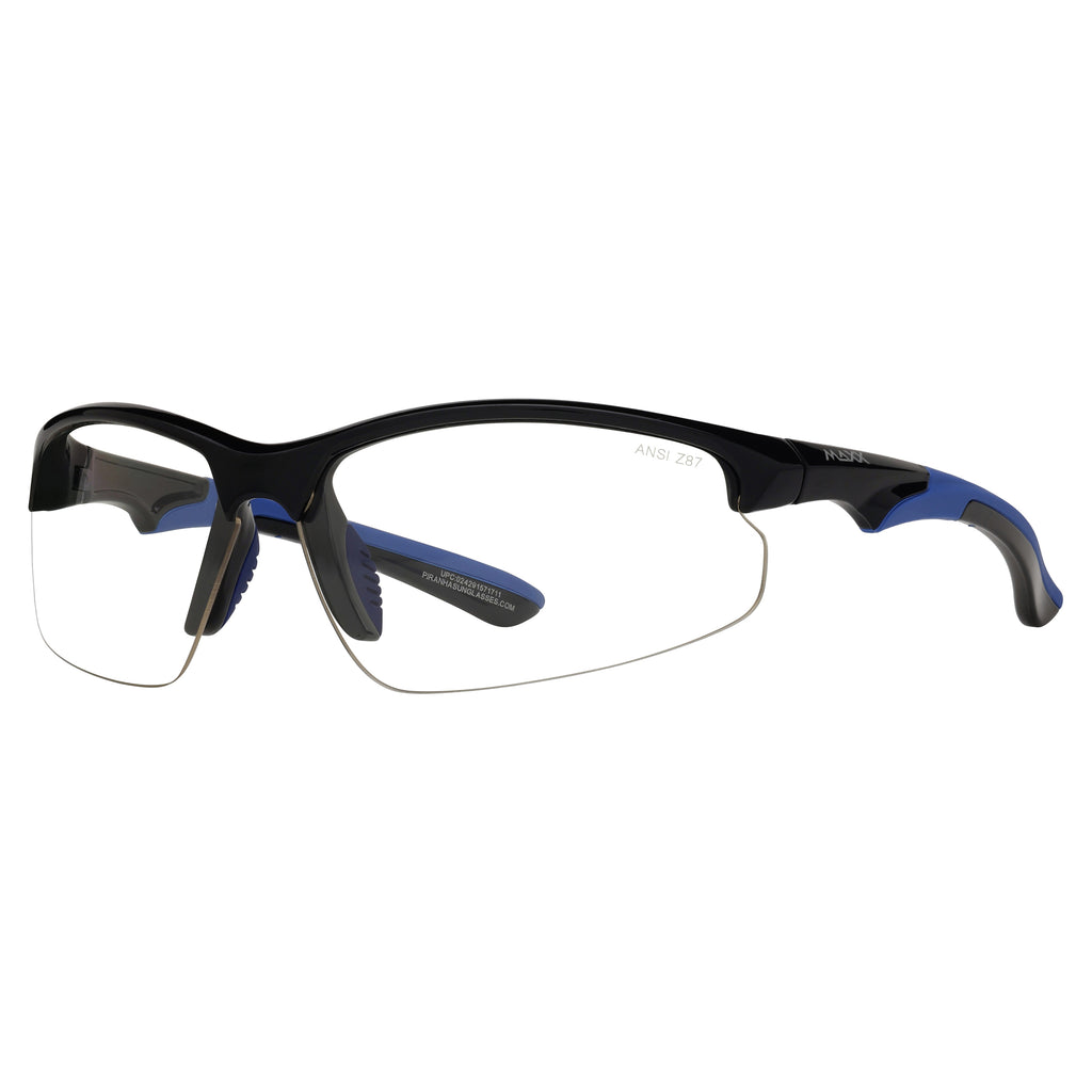 Maxx Argos ANSI Z87+ Safety Glasses – Black and Purple Half Frame with Clear Lenses – Maxx Sunglasses