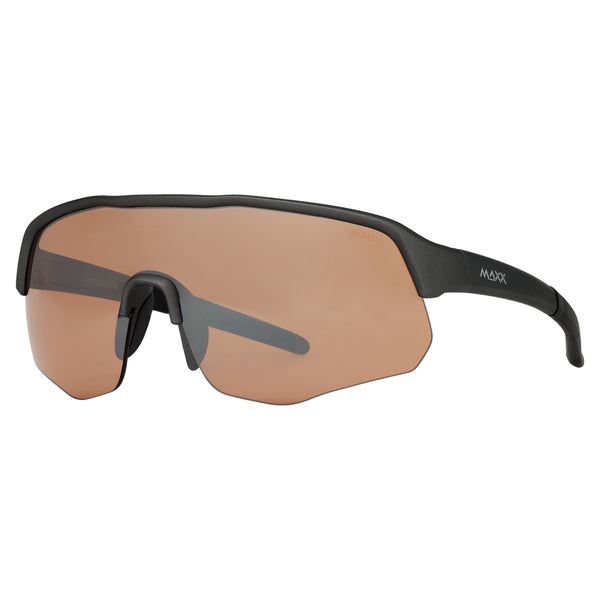 Maxx Bunker Gray TR90 Shield Sunglasses with High Definition Amber