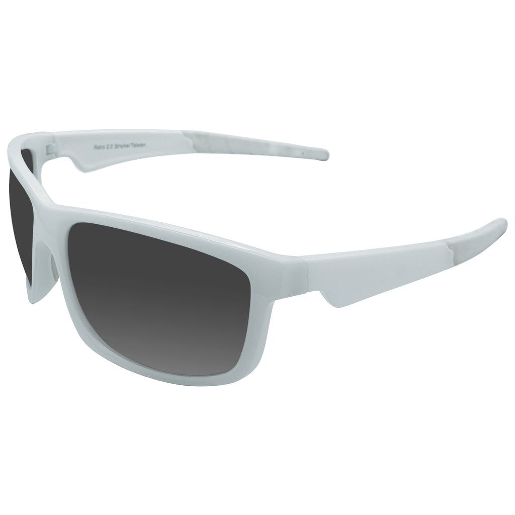 Retro 2.0 Polarized Smoke Lens White Sunglasses - No Logo