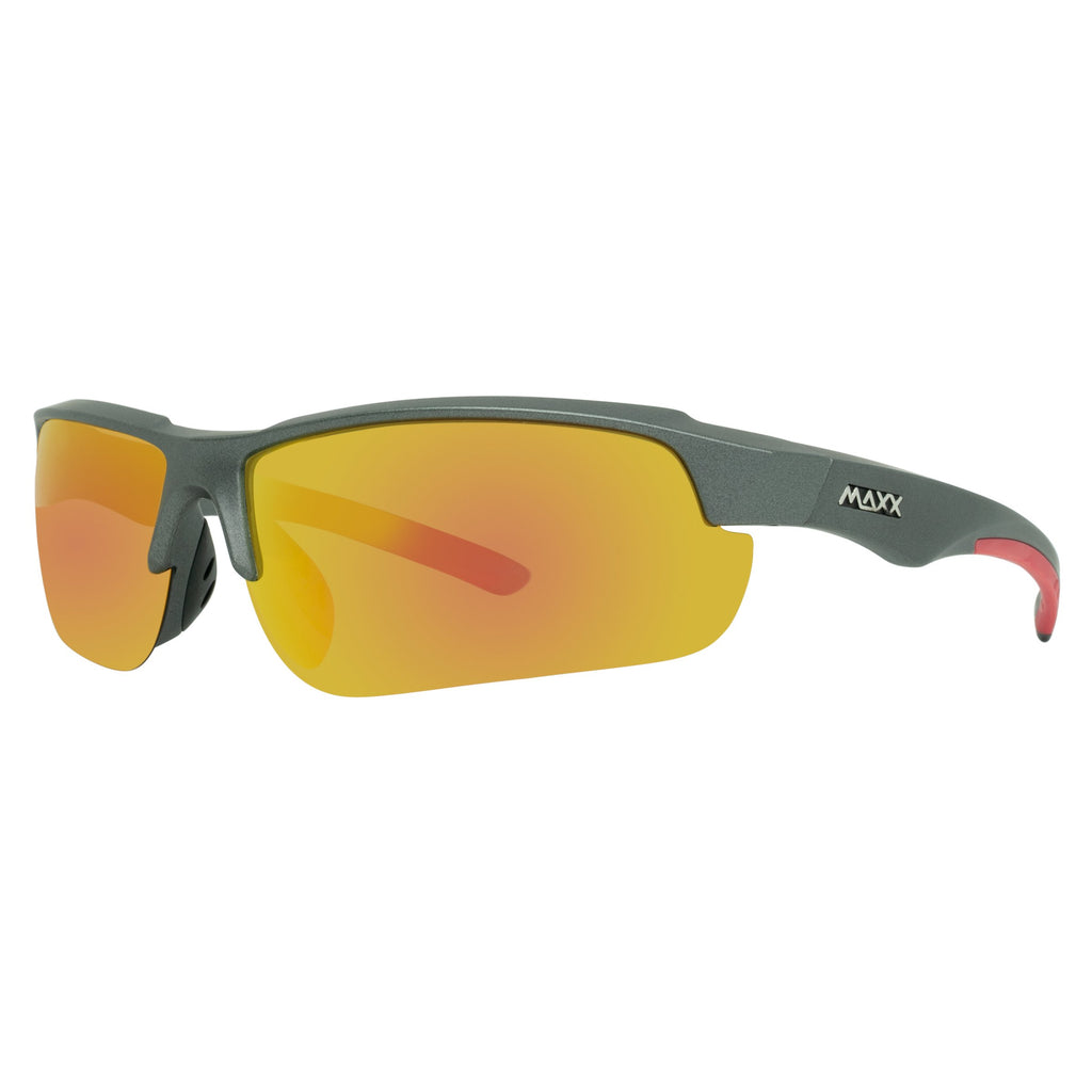 Mirrored Polarized Sport Sunglasses in Gunmetal & Red, Maxx 8