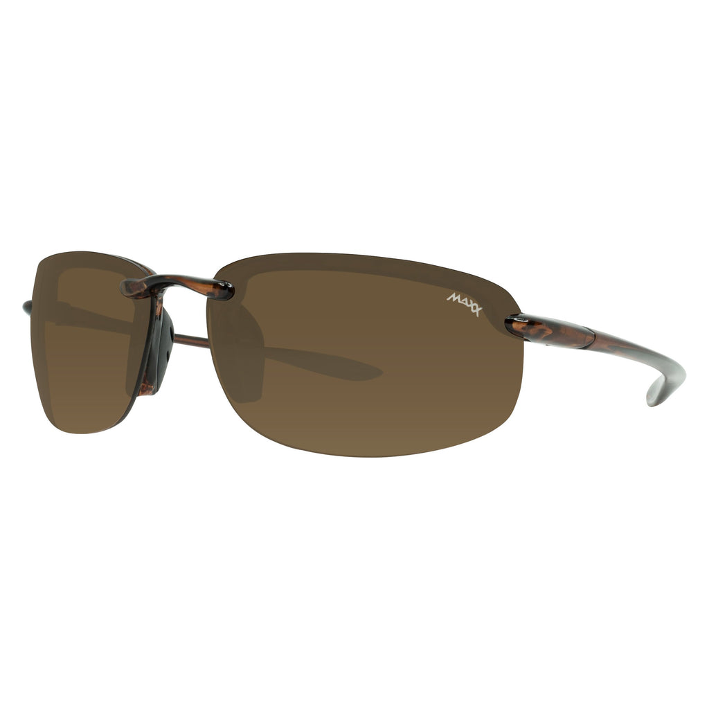 Brown Rimless Polarized Sunglasses with TR90 Tortoise Frame, Maxx 5