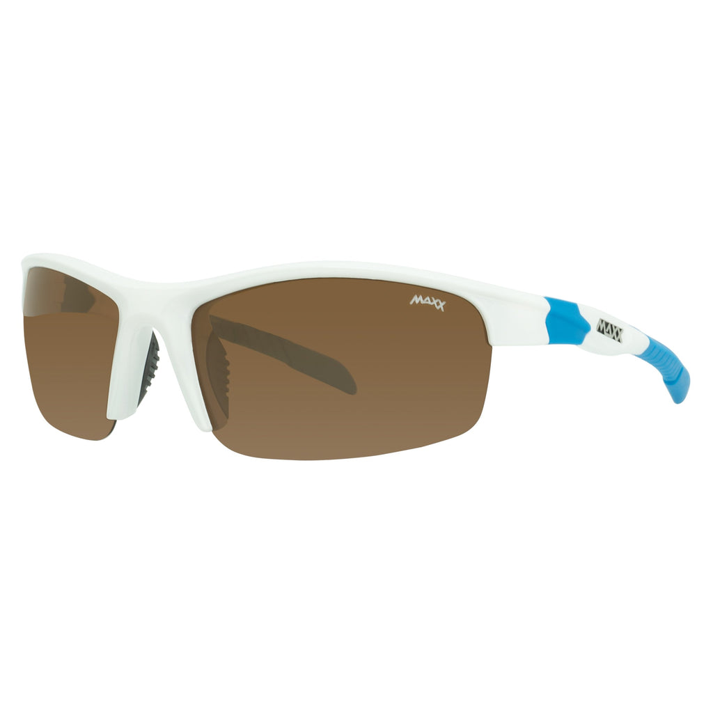 White & Blue Polarized Sport Sunglasses with Brown Lens, Switchback
